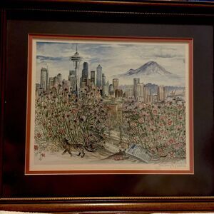 Sarah Clementson 1996 Seattle Landscape Print Numbered & Framed 592/1000
